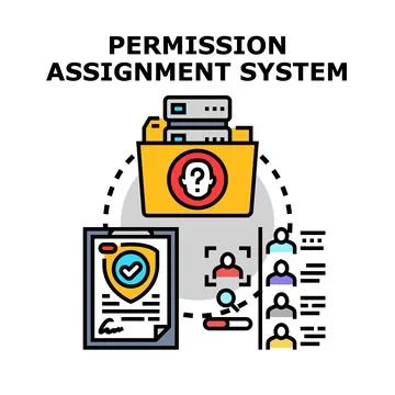 Accessing system permissions and assigning user rights Stock Illustration
