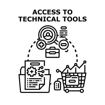 Accessing technical tools and resources for business development Stock Illustration