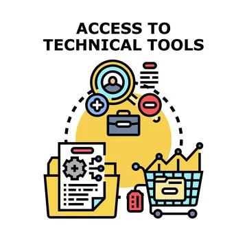 Accessing technical tools and resources for business development Stock Illustration