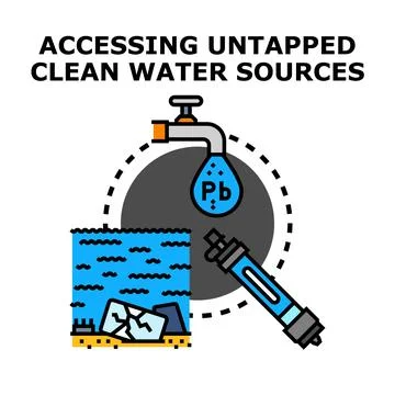 Accessing untapped clean water resources development concept Stock Illustration