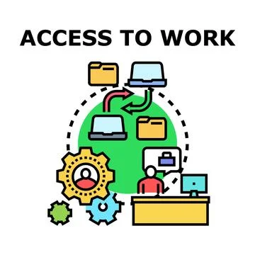 Accessing work tasks and data remotely Stock Illustration
