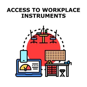 Accessing workplace instruments and business tools digitally Stock Illustration