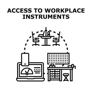 Accessing workplace instruments and business tools digitally Stock Illustration