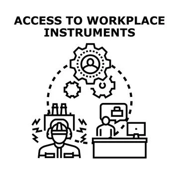 Accessing workplace instruments and resources concept illustration Stock Illustration