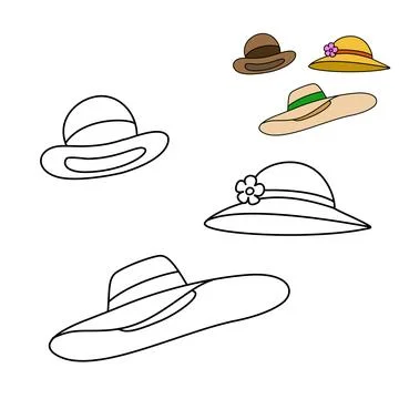 Accessories, activity, basic, beach, beach hat, black, book, cap, cartoon, child Stock Illustration