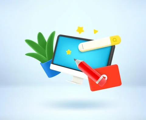 Accessories of digital artist. 3d vector illustration Stockillustratie