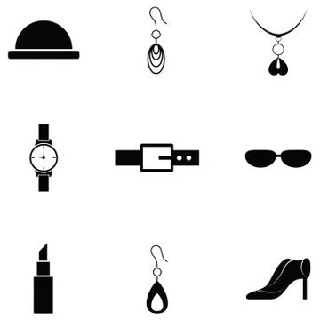 Accessories icon set Illustrazione stock