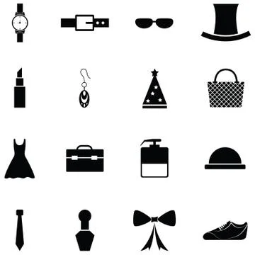 Accessories icon set Stock Illustration