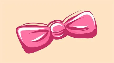 Accessories, isolated. Vector big pink bow. Stock Illustration