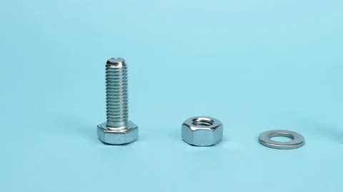 Accessories for mechanical fixing on a blue background. Stock Footage 128041558