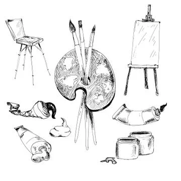 Accessories for painting. Stock Illustration