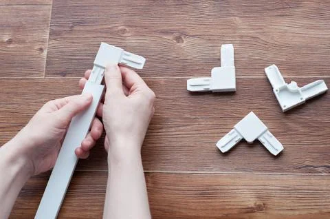 Accessories for plastic windows. Plastic area for mosquito nets and aluminum  Stock Photos