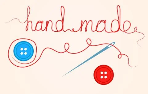Accessories For Sewing Handmade Design Element Button, Needle and Thread. Vec Stock Illustration