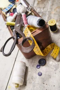 Accessories Tailor Basic facts and essential to the profession of the tail... Stock Photos