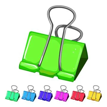 Accessory binder clip cartoon vector graphic color Stock Illustration