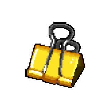 Accessory binder clip pixel art vector illustration color Stock Illustration