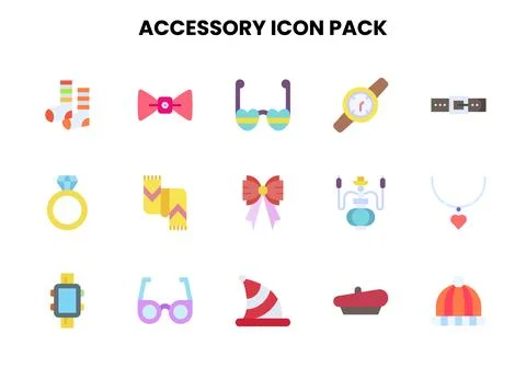 Accessory Flat Design Icons Pack イラスト素材