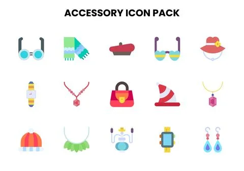 Accessory Flat Scalable Icons Pack イラスト素材