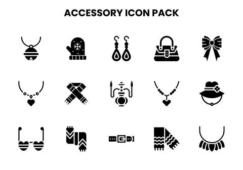 Accessory Glyph Vector Icons Pack Stock Illustration