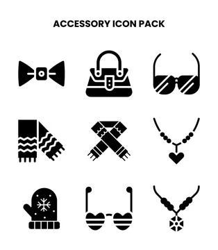 Accessory Glyph Vector Icons Pack イラスト素材