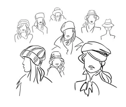 Accessory hats set vector girls illustration lip art Stock Illustration