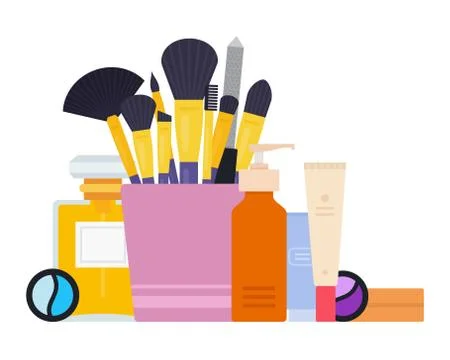 Accessory kit for makeup vector icon flat isolated illustration Stock Illustration