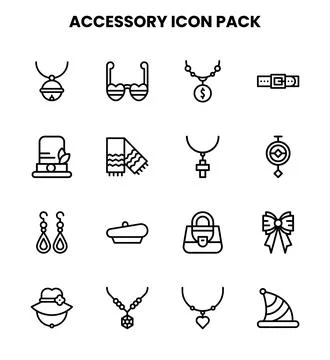 Accessory Line Vector Icons Pack Stock Illustration