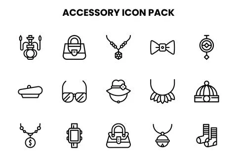 Accessory Line Vector Icons Pack イラスト素材