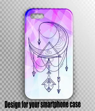 Accessory on smartphone - vector cover design layout with a beautiful print Stock Illustration