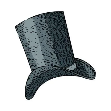Accessory top hat sketch hand drawn vector Stock Illustration