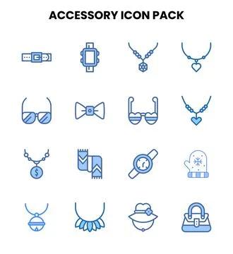 Accessory Two Colour Vector Icons Pack Stock Illustration
