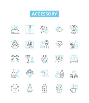 Accessory vector line icons set. Finery, trinkets, knick-knacks, apparel Illustrazione stock