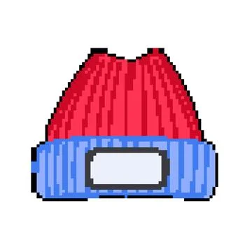 Accessory winter hat man pixel art vector illustration Stock Illustration