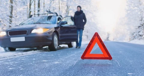 Accident ahead - seamless loop - Winter Driving Cinemagraph Stock-Footage 99624408