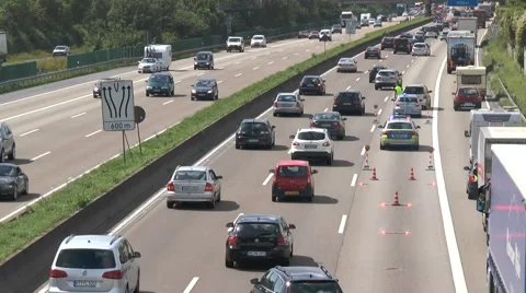 Accident and traffic jam on German highway - time lapse Stock Footage 65780708