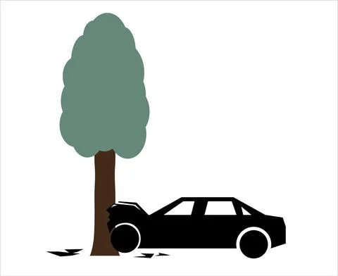 Accident of car and tree Stock Illustration