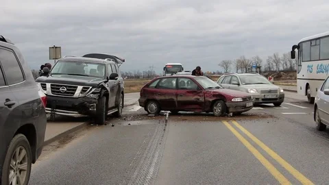 Accident car on the road Stock Footage 70500502