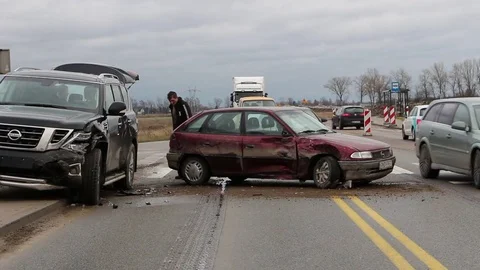 Accident car on the road 스톡 동영상 70504182