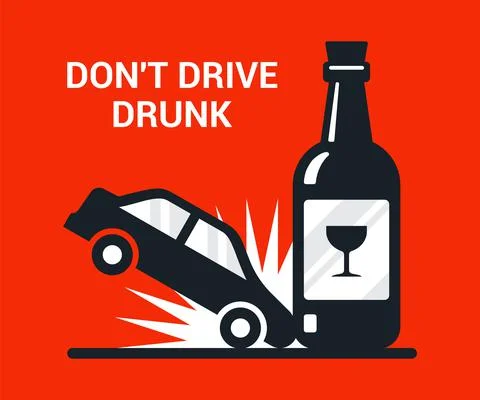 Accident drunk driver. poster driving intoxicated. Stock Illustration