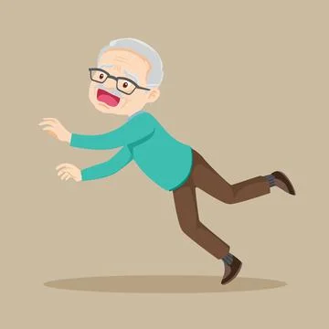 Accident Elderly Man Falling Down Stock Illustration