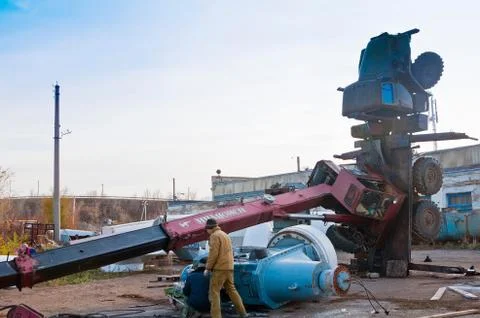 Accident. The fallen crane Stock Photos