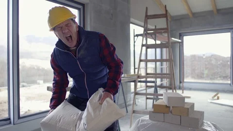 Accident of a man worker at the construction site. 스톡 동영상 90130022