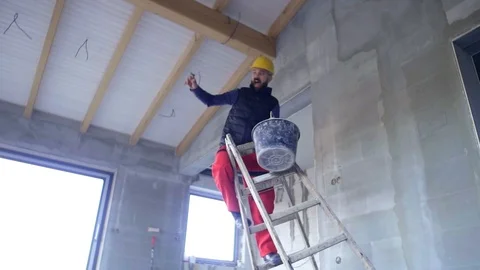 Accident of a man worker at the construction site. 스톡 동영상 90298286