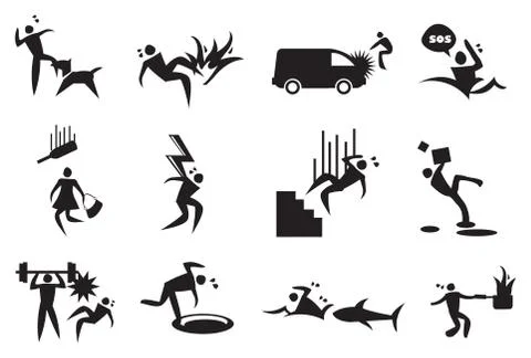 Accident, mishap and Disaster Vector Icons Stock Illustration