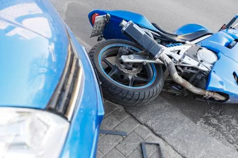 Accident motorcycle and cars on  road Stock Photos
