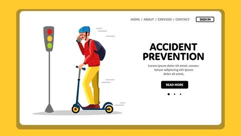 Accident Prevention Inattentive Driver Vector Flat Illustration Stock Illustration