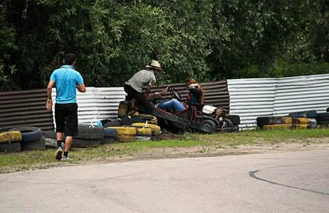 Accident at the races. Stock Photos