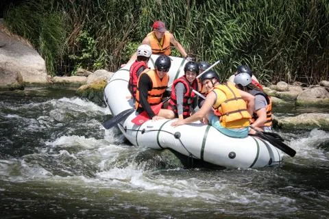 Accident in rafting. Stock Photos
