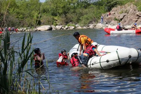 Accident in rafting. Stock Photos