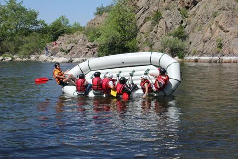 Accident in rafting. Stock Photos